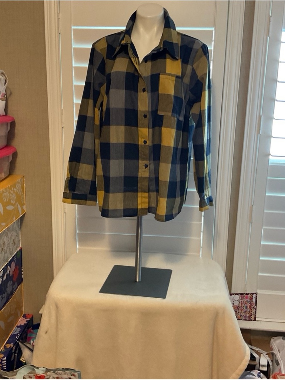 SHEIN Kids Yellow & Blue Plaid Button-Down Shirt